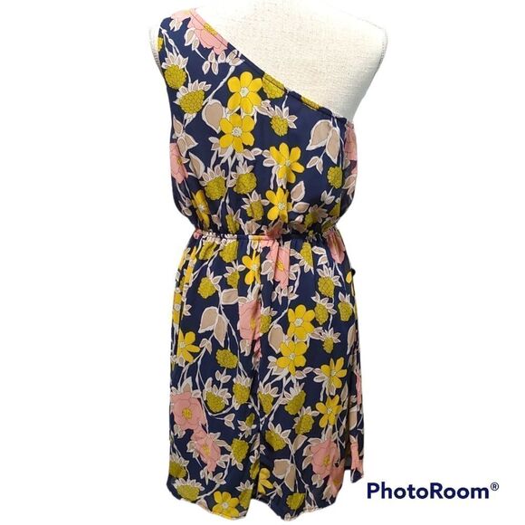 Everly one shoulder floral elastic waist lined chiffon midi dress - Picture 4 of 7